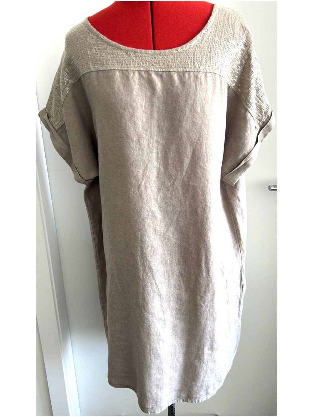 Lungo L'Arno Tan Linen Dress Sz 1X